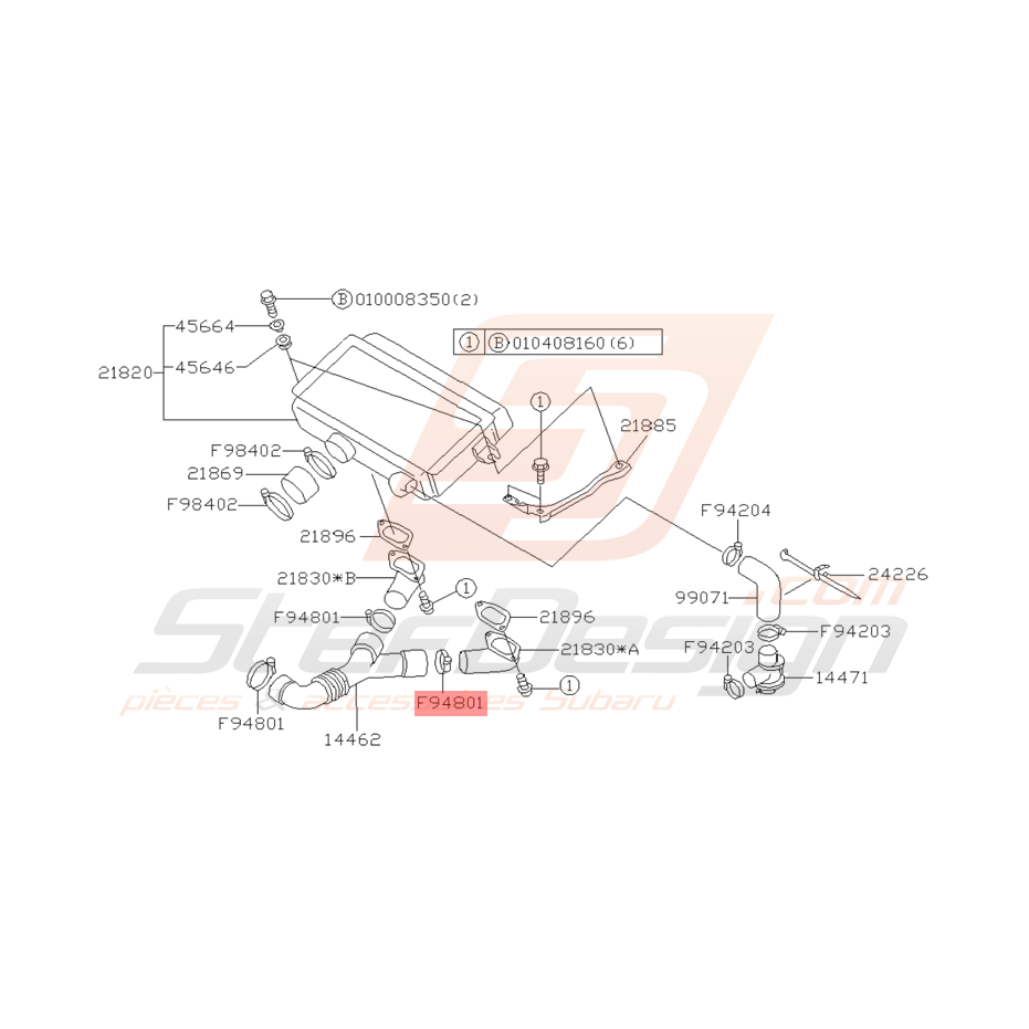 Collier de Durite Origine Subaru Impreza GT 1997 - 1998