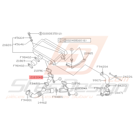 Conduit Aluminium Origine Subaru Impreza GT 1997 - 1998