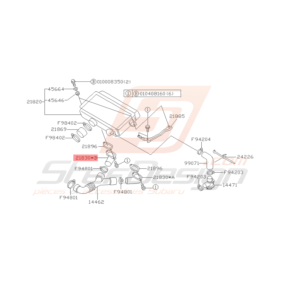 Conduit Aluminium Origine Subaru Impreza GT 1997 - 1998