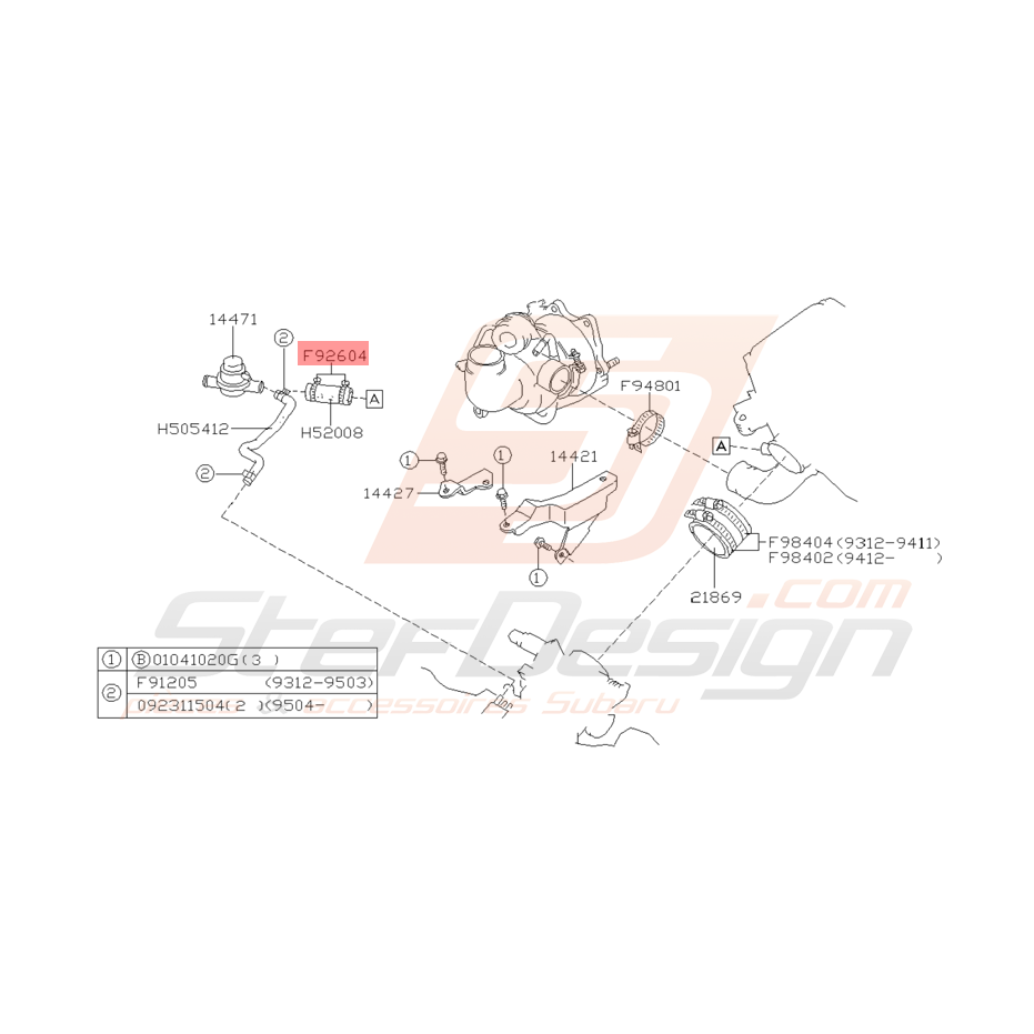 Collier de Durite Origine Subaru Impreza GT 1993 - 1996