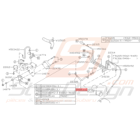 Durite Système EGR Origine Subaru Impreza GT 1993 - 1996