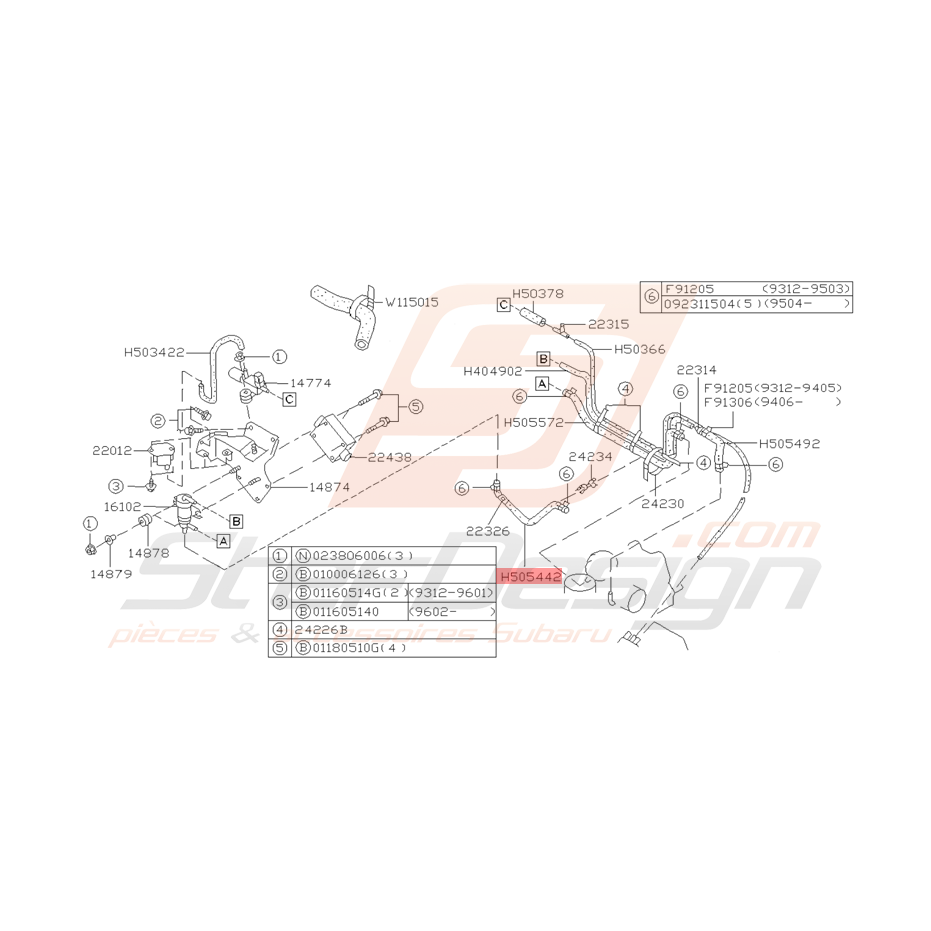 Durite Système EGR Origine Subaru Impreza GT 1993 - 1996