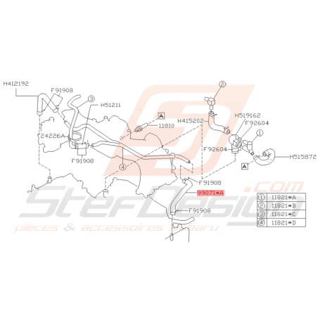 Durite de Dépression PCV Origine Subaru Impreza GT 1993 - 1996