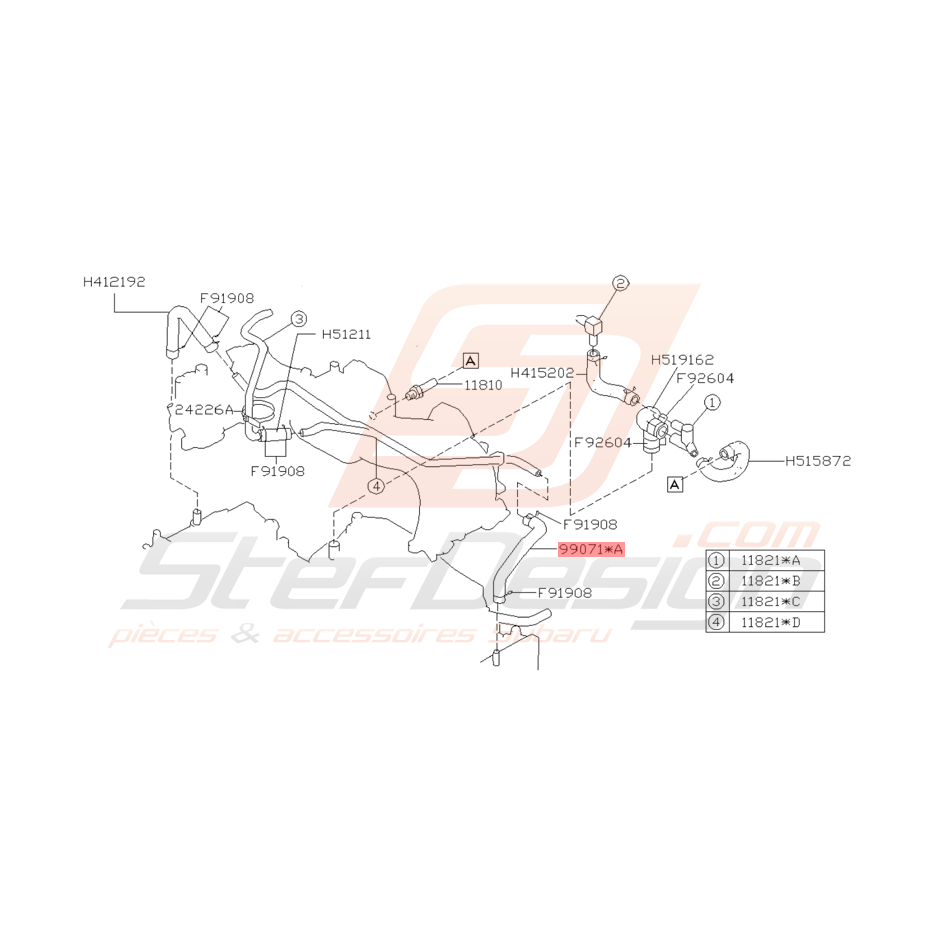 Durite de Dépression PCV Origine Subaru Impreza GT 1993 - 1996
