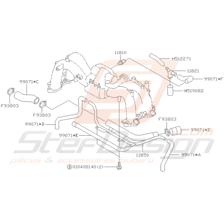 Schéma Durites et Valve PCV Origine Subaru GT 1997 - 1998