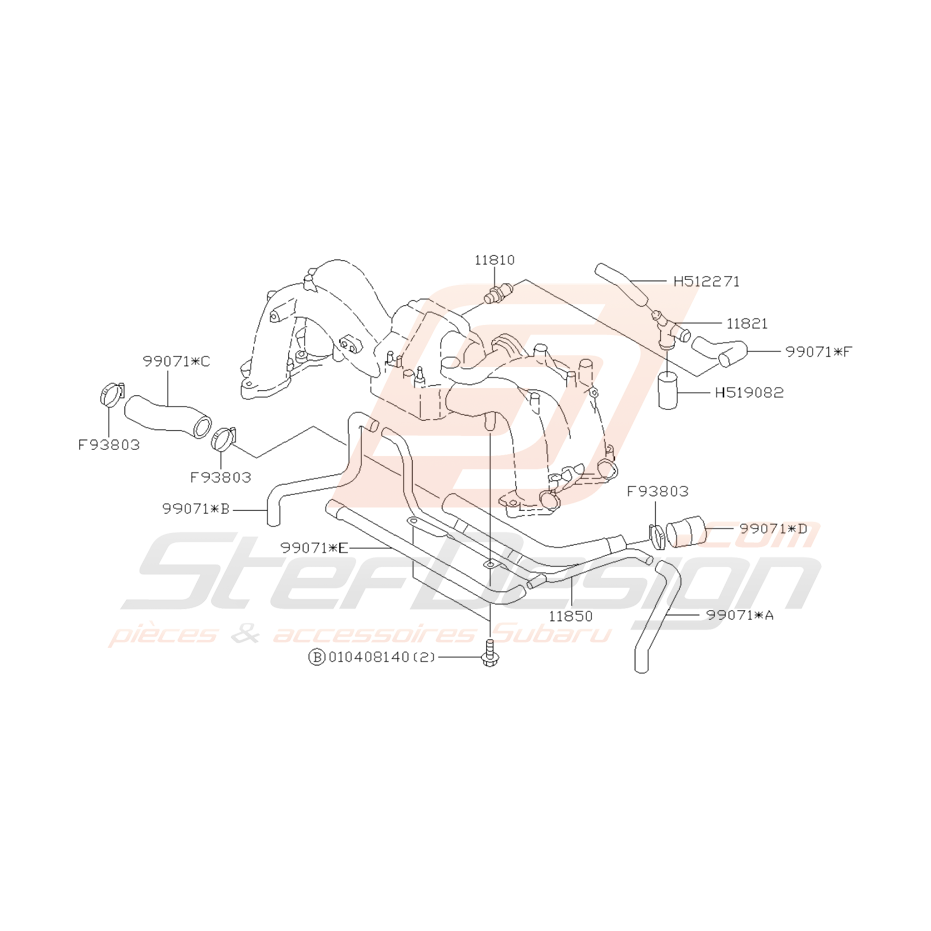 Schéma Durites et Valve PCV Origine Subaru GT 1997 - 1998