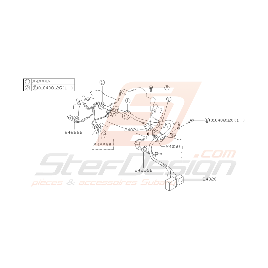 Schéma de Faisceau Moteur Origine Subaru GT 1994 - 1998