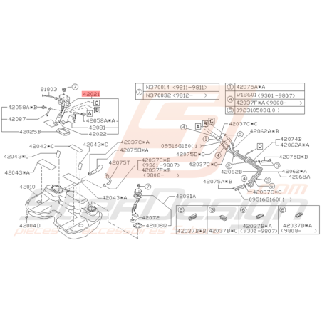 Puit de Jauge Origine Subaru Impreza GT 08/1995 - 04/1996