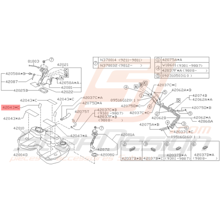 Butée Réservoir de Carburant Origine Subaru Impreza GT 93 - 00