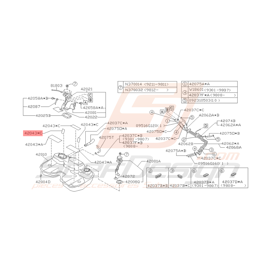 Butée Réservoir de Carburant Origine Subaru Impreza GT 93 - 00