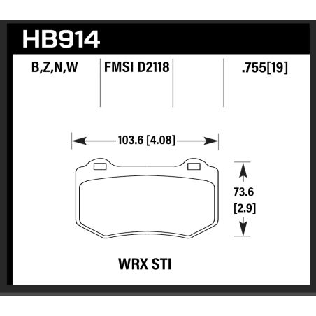 Kit plaquettes arrière HAWK HP+ SUBARU STI légende édition 