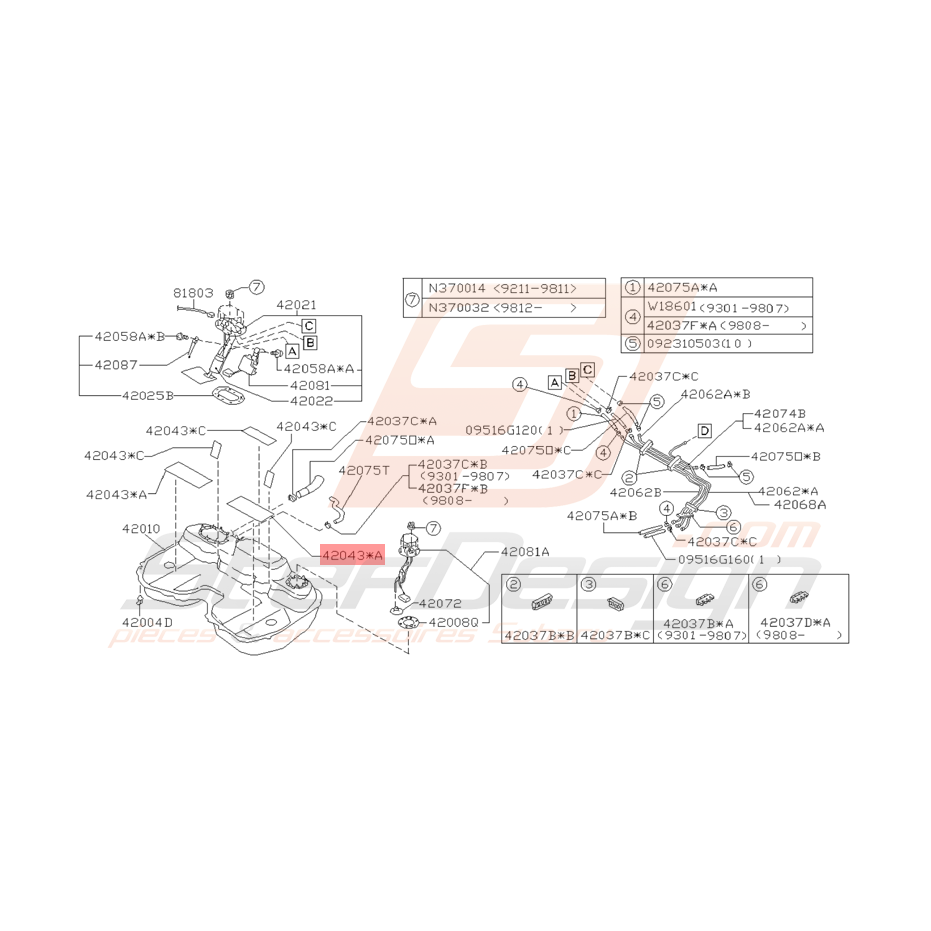 Butée Réservoir de Carburant Origine Subaru Impreza GT 94 - 00