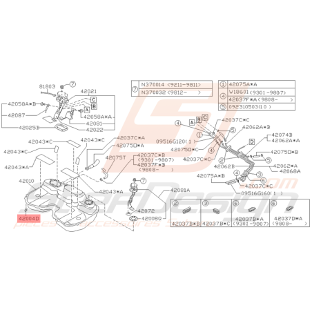 Clip Réservoir de Carburant Origine Subaru Impreza GT 1993 - 2000