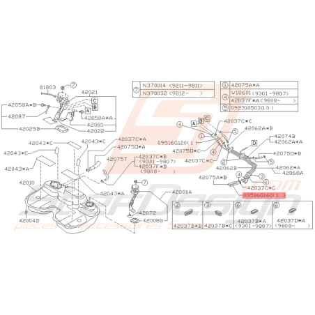 Flexible de Carburant Origine Subaru Impreza GT 1993 - 2000