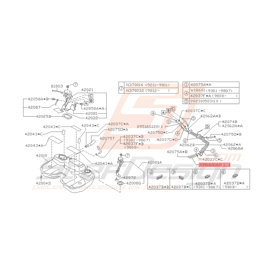 Flexible de Carburant Origine Subaru Impreza GT 1993 - 2000 Flexible de Carburant Origine Subaru Impreza GT 1993 - 2000