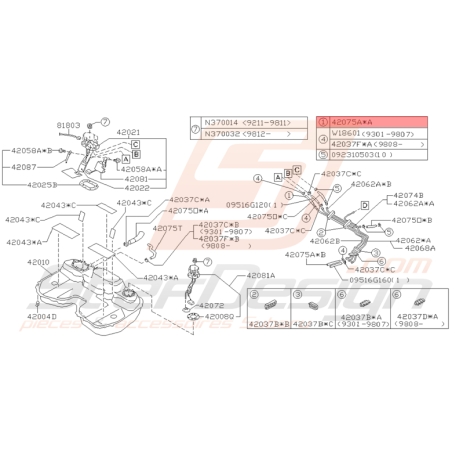 Durite de Carburant Origine Subaru GT 1993 - 2000