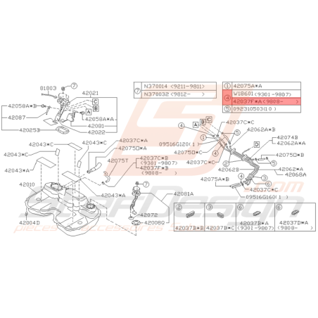 Collier Flexible de Carburant Origine Subaru Impreza GT 08/1998 - 2000