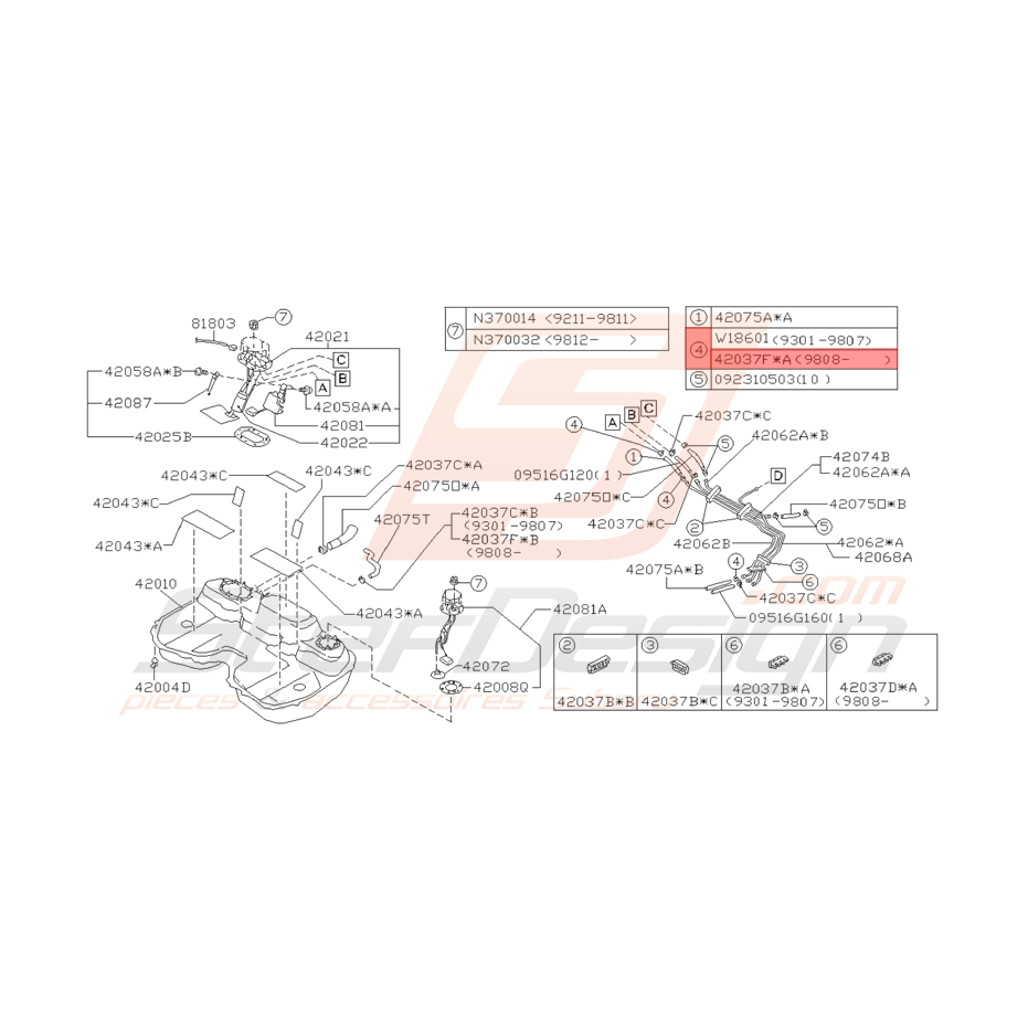 Collier Flexible de Carburant Origine Subaru Impreza GT 08/1998 - 2000 Collier Flexible de Carburant Origine Subaru Impreza GT 08/1998 - 2000