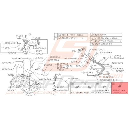 Attache Durite de Carburant Origine Subaru 08/1998 - 2000