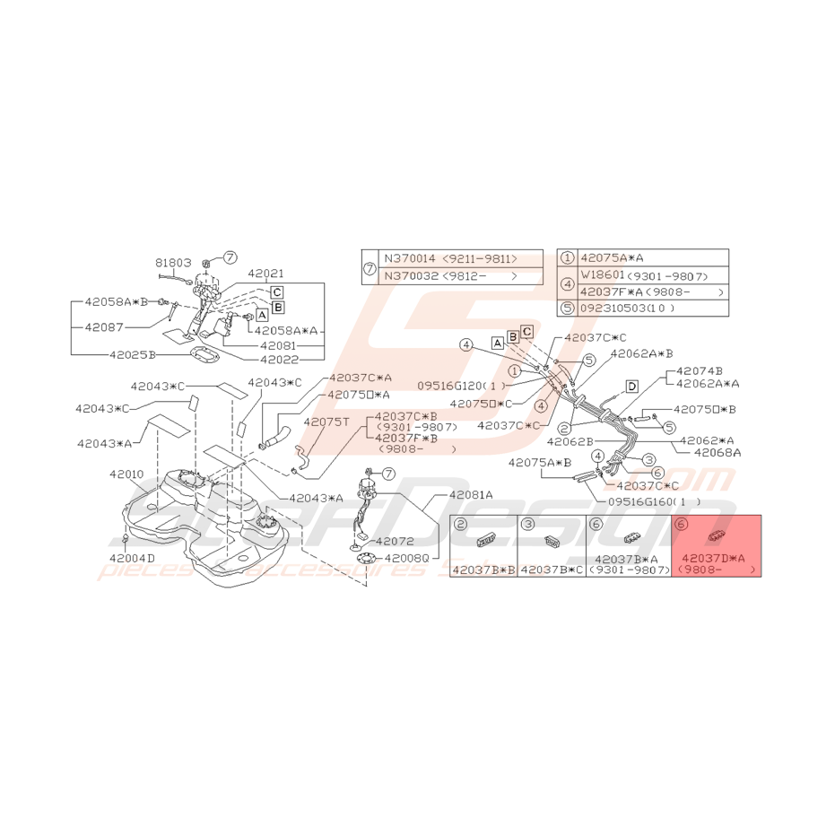 Attache Durite de Carburant Origine Subaru 08/1998 - 2000 Attache Durite de Carburant Origine Subaru 08/1998 - 2000