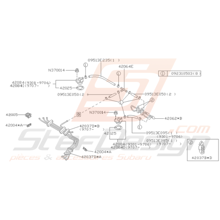 Schéma Soupape de Carburant Origine Subaru GT 1993 - 2000