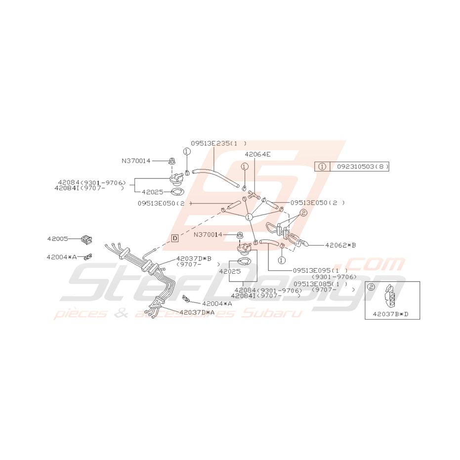 Schéma Soupape de Carburant Origine Subaru GT 1993 - 2000