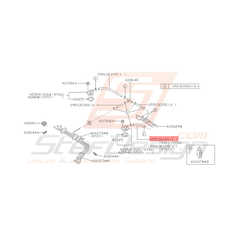 Flexible de Carburant Origine Subaru GT 1993 - 2000