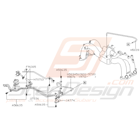 Schéma Tuyauterie d'Essence Origine Subaru GT 1997 - 1998