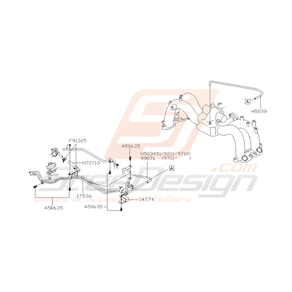 Schéma Tuyauterie d'Essence Origine Subaru GT 1997 - 1998