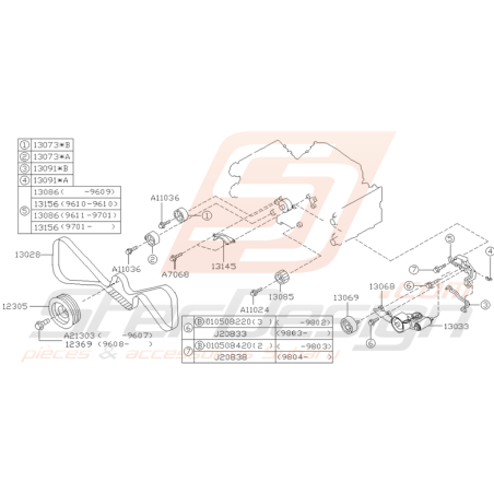 Schéma Courroie de Distribution Origine Subaru 1993 - 1998