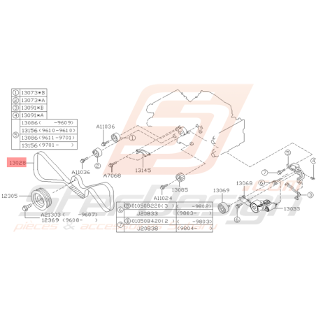 Courroie de distribution Origine Subaru GT 1993 - 1998