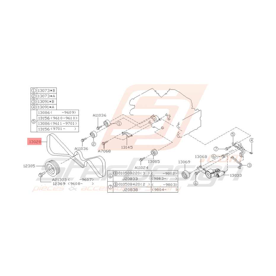 Courroie de distribution Origine Subaru GT 1993 - 1998 Courroie de distribution Origine Subaru GT 1993 - 1998