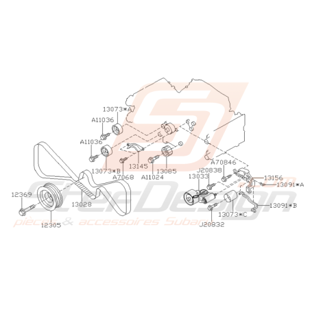 Schéma Courroie de Distribution Origine Subaru GT 1999 - 2000