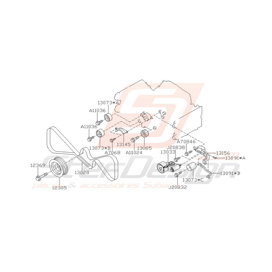 Schéma Courroie de Distribution Origine Subaru GT 1999 - 2000 Schéma Courroie de Distribution Origine Subaru GT 1999 - 2000