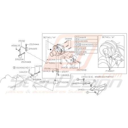 Schéma de Turbo Origine Subaru Impreza GT 1999 - 2000