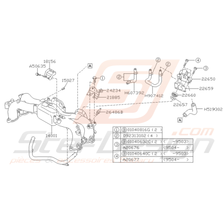 Ensemble Collecteur d'admission Subaru GT 1994 - 1996