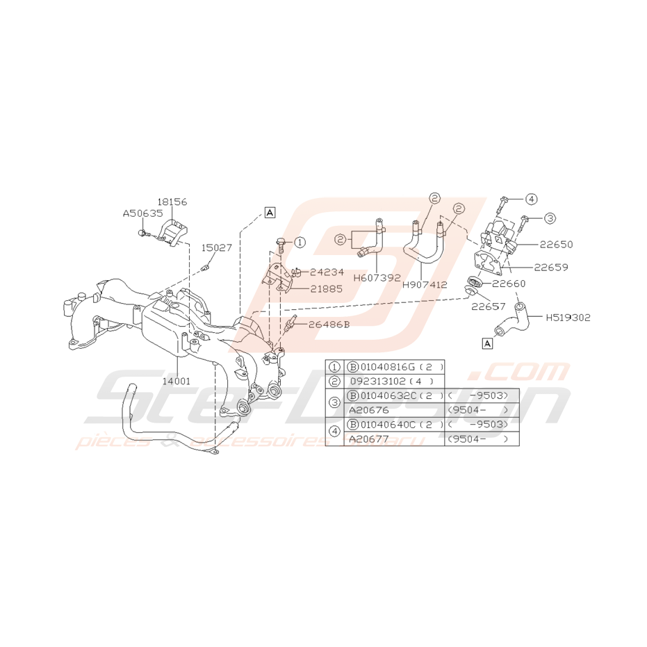 Ensemble Collecteur d'admission Subaru GT 1994 - 1996