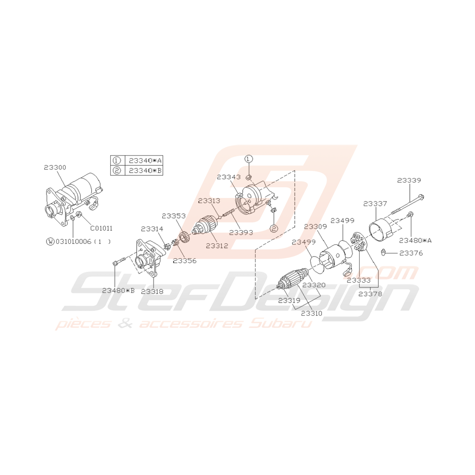 Schéma Démarreur Origine Subaru Impreza GT 1993 - 1997