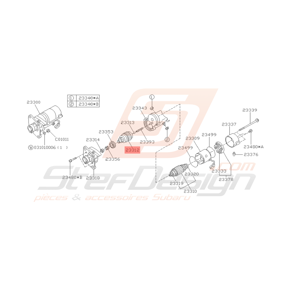 Embrayage de Démarreur Origine Subaru Impreza GT 1993 - 1996