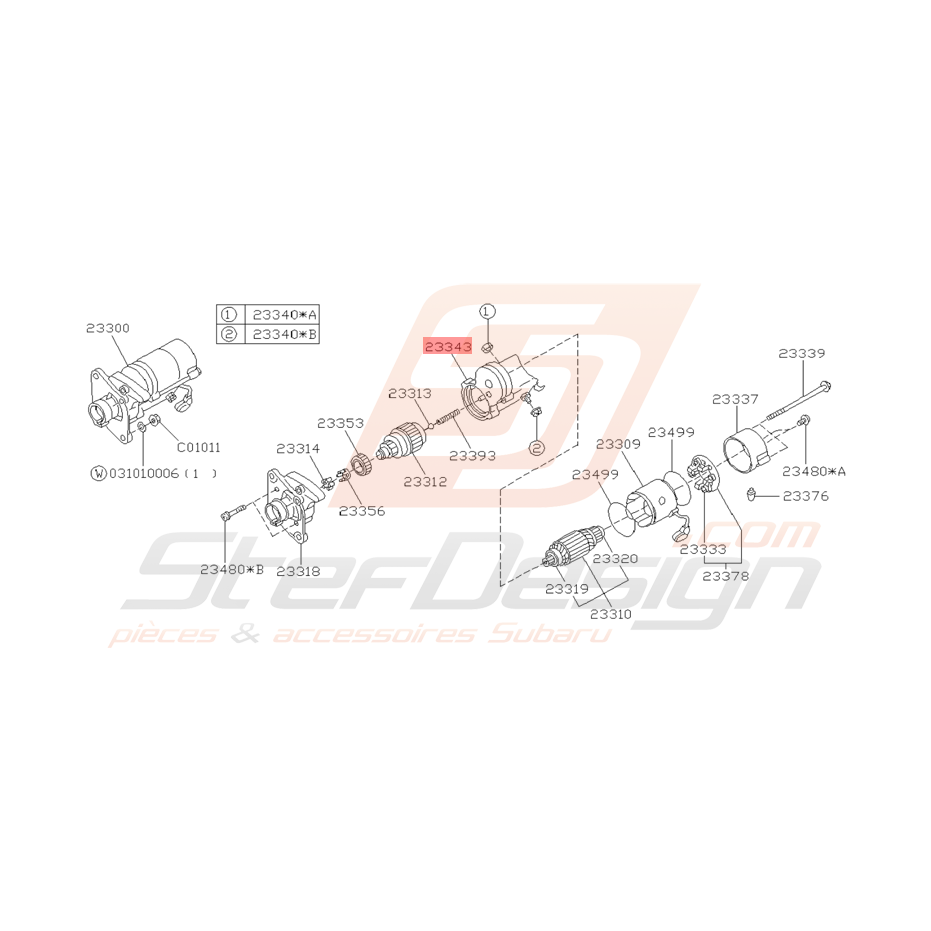 Contacteur de Démarreur Origine Subaru GT 05/1995 - 1996