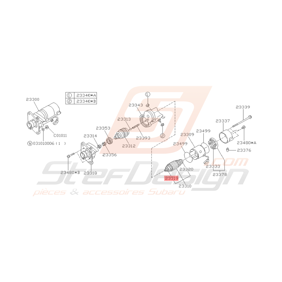 Roulement de Démarreur Origine Subaru Impreza GT 1993 - 1997