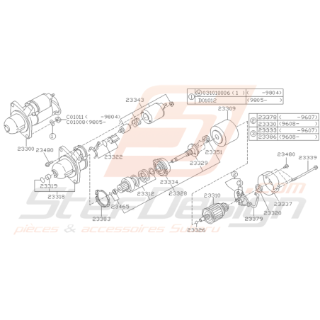 Schéma de Démarreur Origine Subaru Impreza GT 07/1997 - 2000