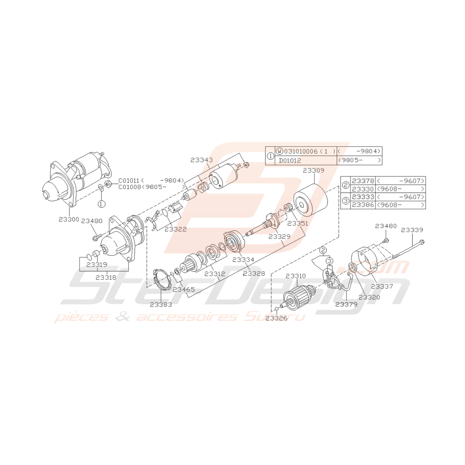 Schéma de Démarreur Origine Subaru Impreza GT 07/1997 - 2000