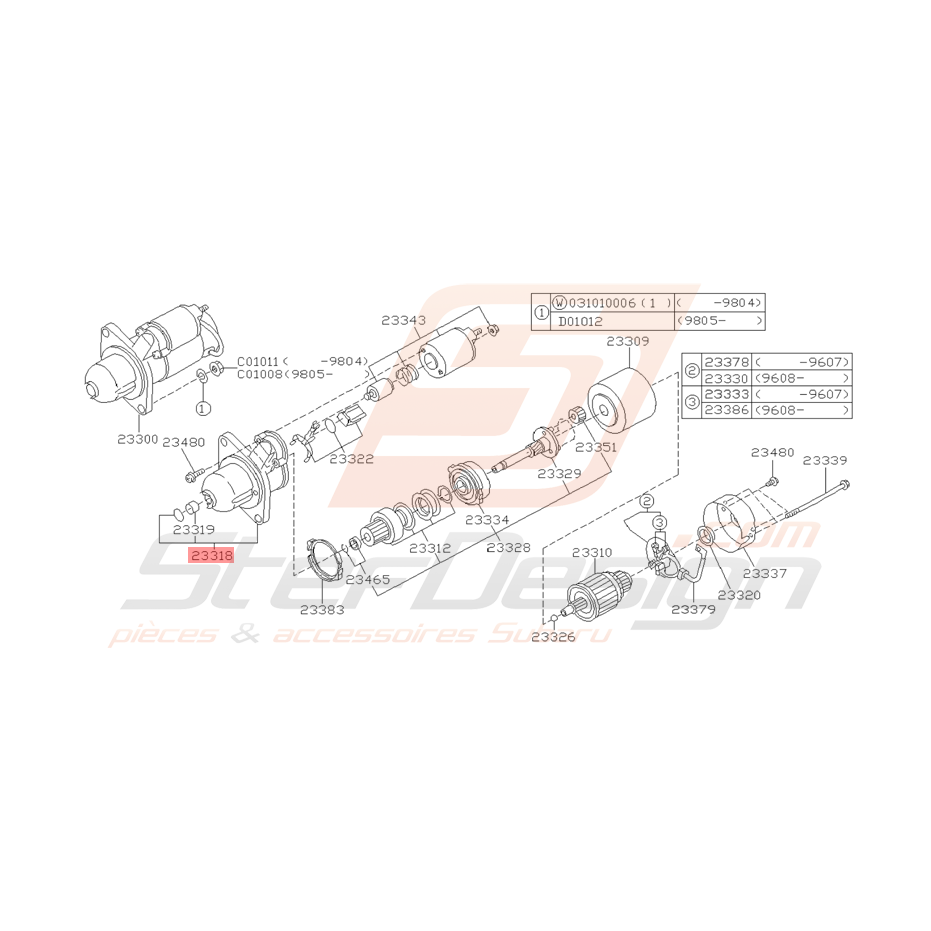 Corps de Démarreur Origine Subaru Impreza GT de 07/1997 - 2000