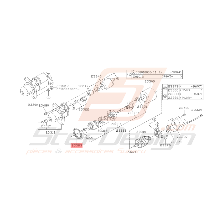 Garniture de Démarreur Origine Subaru Impreza GT 07/1997 - 2000