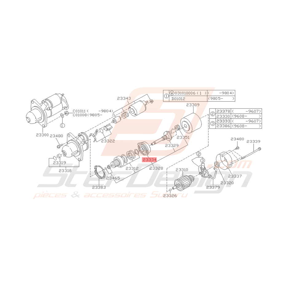 Engrenage Interne Démarreur Origine Subaru Impreza GT 07/97 - 00