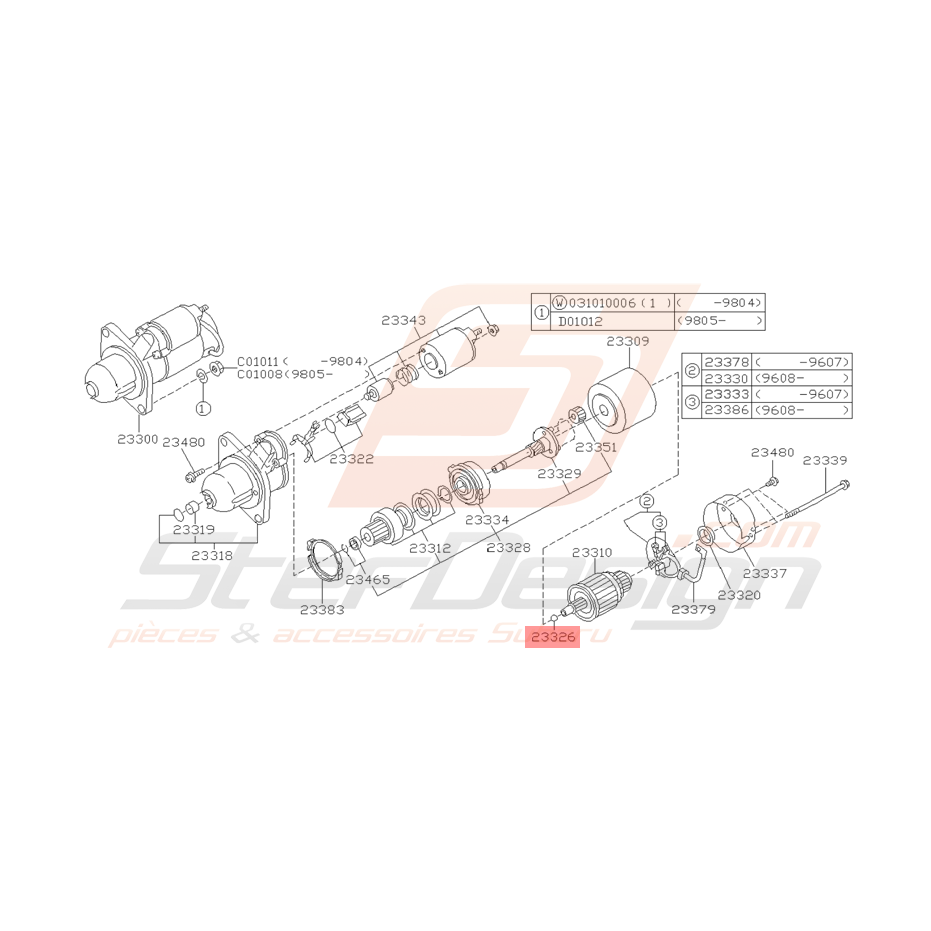 Levier de Démarreur Origine Subaru Impreza GT 07/1997 - 2000