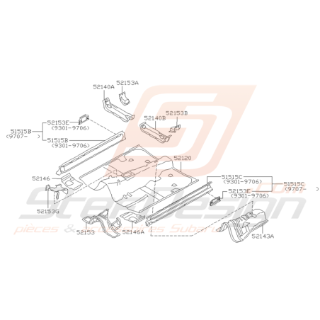 Schéma Plancher Avant Origine Subaru Impreza GT 1993 - 2000