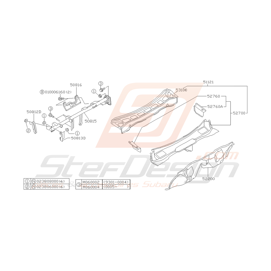 Schéma de Pédalier et Panneau Avant Origine Subaru GT 98 - 00 Schéma de Pédalier et Panneau Avant Origine Subaru GT 98 - 00