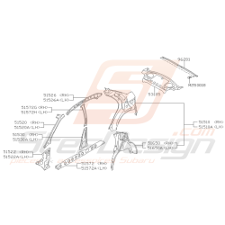 Schéma Côté Intérieure de Carrosserie Origine Subaru GT 93 - 00